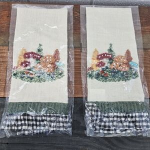 Embroidered Mackenzie-Childs Mushroom Tea Towels